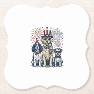 Patriotisk Hund Trio Vintage Gravyr T-Shirt Design Underlägg Papper