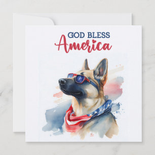 Patriotisk hund-tysk schäferhund 4 juli-kort julkort