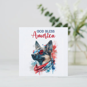 Patriotisk hund-tysk schäferhund 4 juli-kort julkort