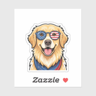 Patriotisk hund USA-flaggade solglasögon 4 juli Klistermärken
