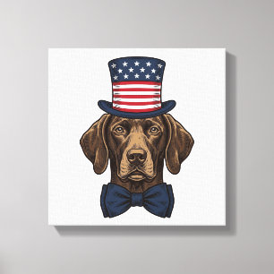Patriotisk Hund Vintage Gravyr T-Shirt Design_1 Canvastryck