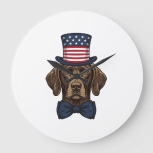 Patriotisk Hund Vintage Gravyr T-Shirt Design_1 Stor Klocka