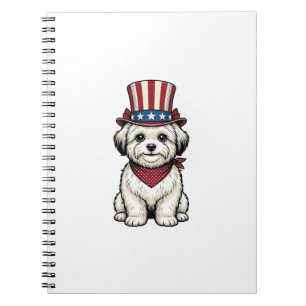 Patriotisk Hund Vintage Gravyr Vektor Design_1 Anteckningsbok