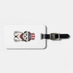 Patriotisk Hund Vintage Gravyr Vektor Design_1 Bagagebricka