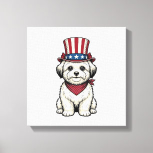 Patriotisk Hund Vintage Gravyr Vektor Design_1 Canvastryck