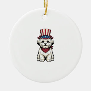 Patriotisk Hund Vintage Gravyr Vektor Design_1 Julgransprydnad Keramik