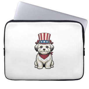Patriotisk Hund Vintage Gravyr Vektor Design_1 Laptop Fodral