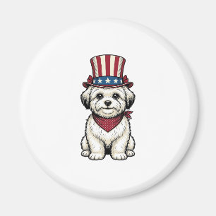 Patriotisk Hund Vintage Gravyr Vektor Design_1 Magnet