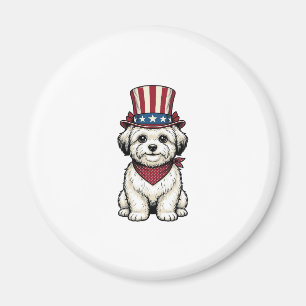 Patriotisk Hund Vintage Gravyr Vektor Design_1 Magnet