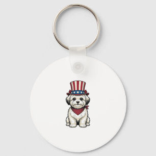 Patriotisk Hund Vintage Gravyr Vektor Design_1 Nyckelring