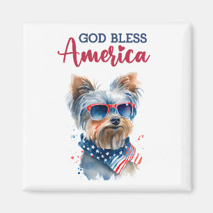 Patriotisk Hund-Yorkie Magnet