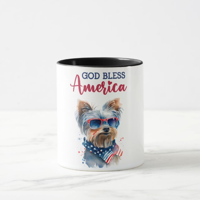 Patriotisk Hund-Yorkie Mugg (Center)