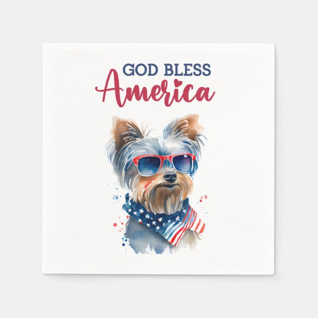 Patriotisk Hund-Yorkie Pappersservett (Framsidan)