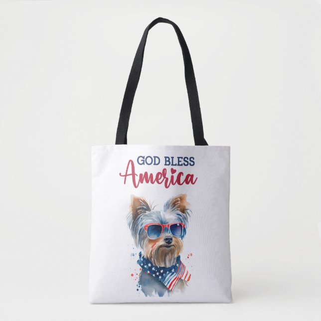 Patriotisk Hund-Yorkie Tygkasse (Framsida)