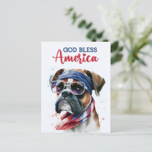 Patriotisk hundboxare, Gud välsigne Amerika vykort