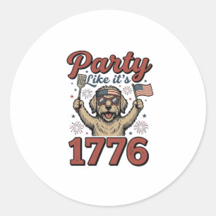 Patriotisk Hundfest Som Om Det Vore 1776 Vintage T Runt Klistermärke
