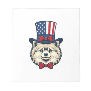Patriotisk hundhuvud Vintage gravyr vektor design Anteckningsblock