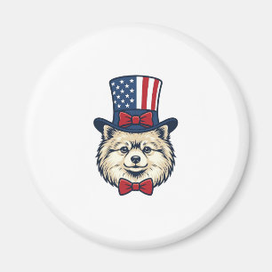 Patriotisk hundhuvud vintage gravyr vektor design magnet