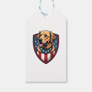 Patriotisk hundpappa Golden Retriever graverad skj Presentetikett