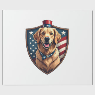 Patriotisk hundpappa Golden Retriever graverad skj Presentpapper