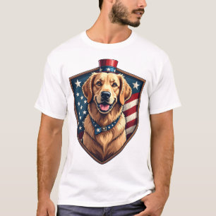 Patriotisk hundpappa Golden Retriever graverad skj T Shirt