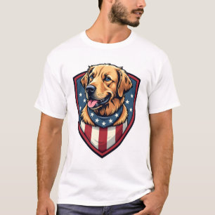 Patriotisk hundpappa Golden Retriever gravyr skjor T Shirt
