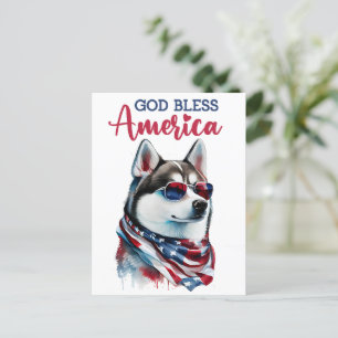 Patriotisk Husky, Gud välsigne Amerika vykort
