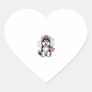 Patriotisk Husky Valp Vintage Gravering Tröja Desi Hjärtformat Klistermärke