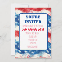 Patriotisk inbjudan födelsedag BBQ 4 juli