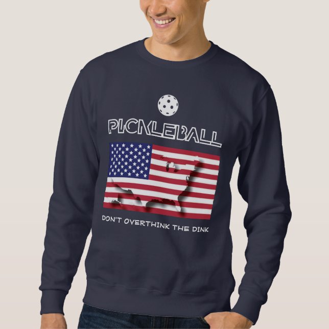 Patriotisk INTE ÖVERTÄNKA SLAGET Pickleball Lång Ärmad Tröja (Framsida)