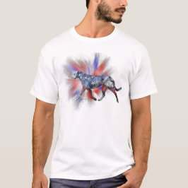 Patriotisk irländsk varghund röd vit och blå t shirt