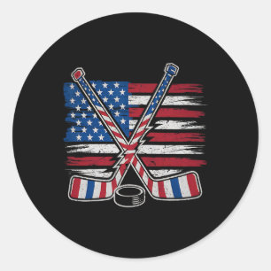 Patriotisk ishockey 4 juli USA:s självständighet Runt Klistermärke