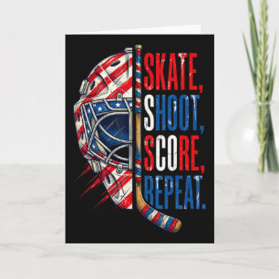 Patriotisk ishockeyskridsko Skjut Poäng Upprepa Us Kort