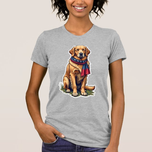 Patriotisk Jakt Golden Retriever Vintage T-shirt 4 (Framsida)
