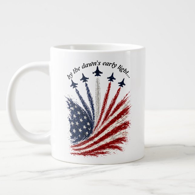 Patriotisk Jet-formation Amerikansk flaggskunst Jumbo Mugg (Vänster)