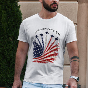 Patriotisk Jetformation Amerikansk Flagga Konst T Shirt