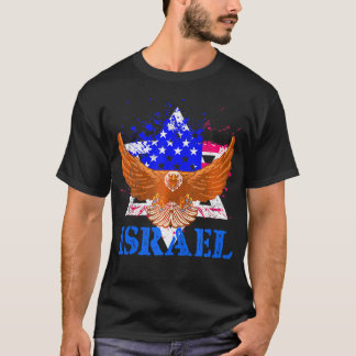 Patriotisk judisk Amerika USA flagga Israel T Shirt