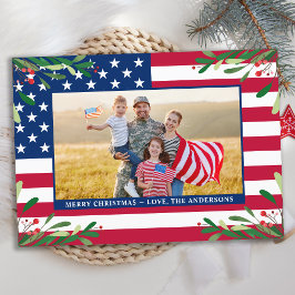 Patriotisk jul-Anpassningsbar Photo American Flagg Julkort