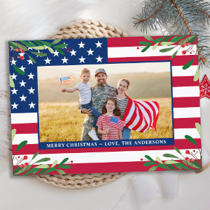 Patriotisk jul-Anpassningsbar Photo American Flagg Julkort
