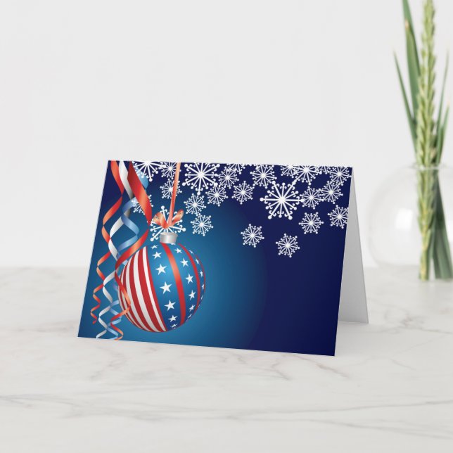 Patriotisk jul för blått helgkort (Framsida)