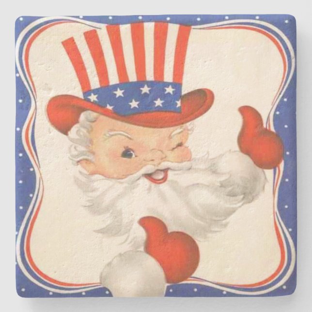 Patriotisk jul för Uncle Sam Claus Stenunderlägg (Framsidan)