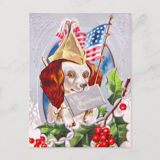 Patriotisk jul-Hund Helg Vykort (Framsida)