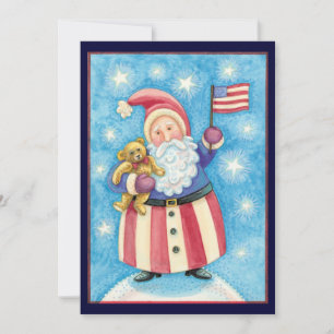 Patriotisk jul Jultomten med inbjudan till Flagga