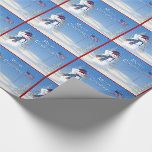 Patriotisk jul som slår in papper - snögubbehonn presentpapper