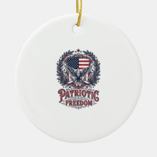 Patriotisk jul vektor grafisk t-shirt julgransprydnad keramik