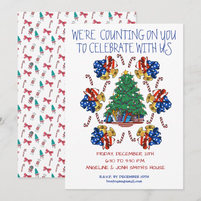 Patriotisk julafton-Personlig Inbjudningar (Fram/baksida)