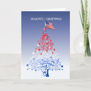 Patriotisk julgran med amerikanska flaggan helgkort