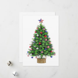 Patriotisk julgran röd vit blå USA stolthet Julkort