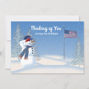 Patriotisk julhälsning i Snögubbe, kort