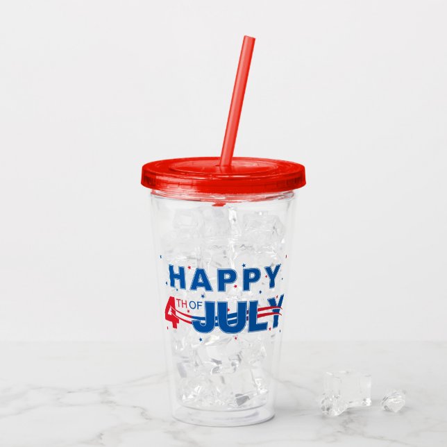 Patriotisk juli 4:e akryl Tumbler Take Away Mugg (Baksida Ice)